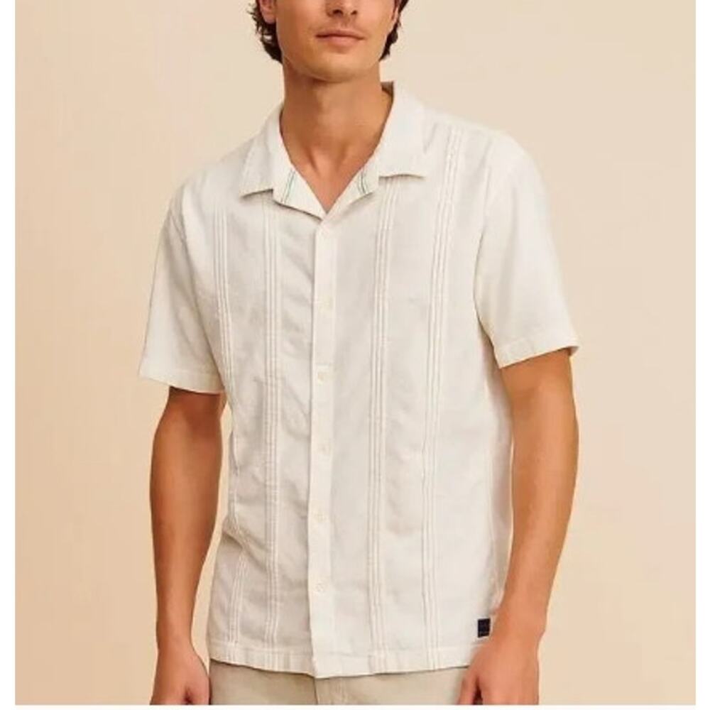 Men's Scotch And Soda‎ Linen Blend White Button Down Large
